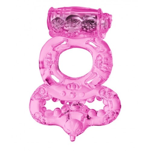 Купить Розовое эрекционное кольцо с вибратором и подхватом код товара: 818037-3/Арт.5305. Секс-шоп в СПб - EROTICOASIS | Интим товары для взрослых 