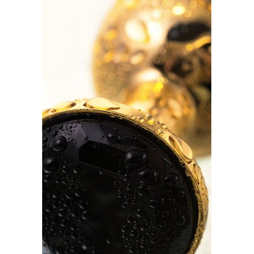 Фото товара: Маленькая золотистая анальная втулка с чёрным кристаллом - 7,2 см., код товара: 712006/Арт.15497, номер 3