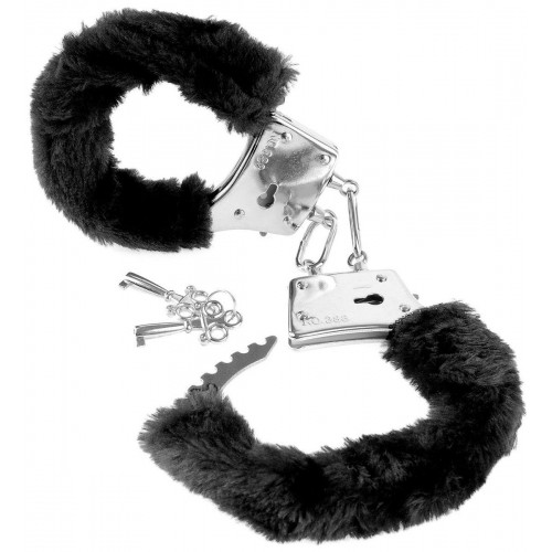 Купить Меховые чёрные наручники Beginner код товара: PD3800-23/Арт.28142. Секс-шоп в СПб - EROTICOASIS | Интим товары для взрослых 