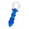 Купить Синяя стеклянная анальная втулка с ручкой-кольцом - 16 см. код товара: 912210/Арт.28486. Секс-шоп в СПб - EROTICOASIS | Интим товары для взрослых 