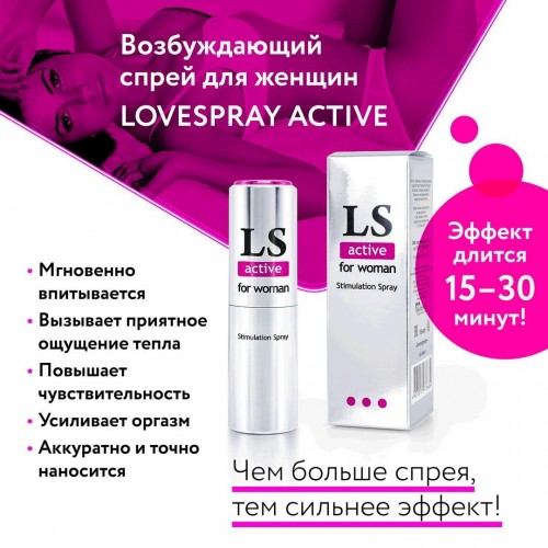 Фото товара: Спрей-стимулятор для женщин Lovespray Active Woman - 18 мл., код товара: LB-18001/Арт.30441, номер 3