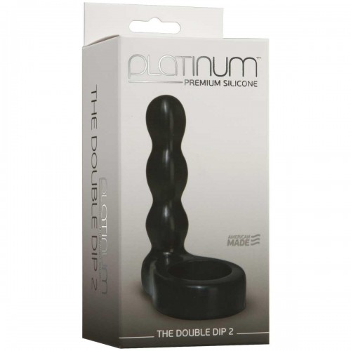 Фото товара: Черный анальный стимулятор с силиконовым кольцом Platinum Premium Silicone - The Double Dip 2 - Black, код товара: 0108-12-CD/Арт.30641, номер 1