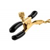 Фото товара: Чёрные с золотом зажимы на соски Gold Chain Nipple Clamps, код товара: PD3977-27/Арт.30756, номер 2