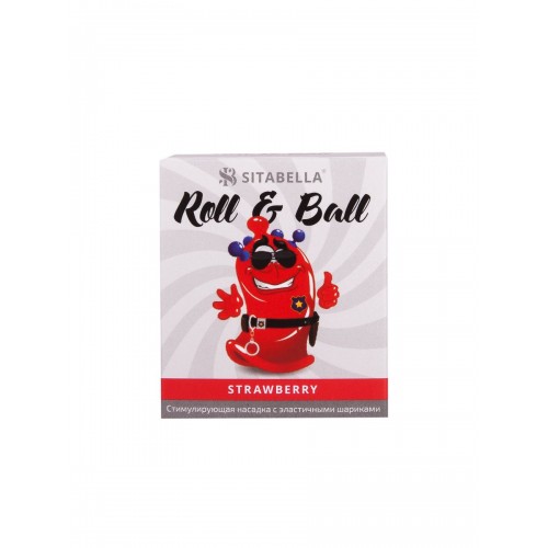 Фото товара: Стимулирующий презерватив-насадка Roll & Ball Strawberry, код товара: 1426/Арт.130863, номер 1