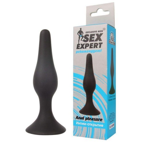 Фото товара: Чёрная анальная пробка Sex Expert - 9,5 см., код товара: SEM-55040/Арт.135690, номер 1