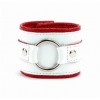 Фото товара: Бело-красные кожаные наручники с кольцом, код товара: 51026ars/Арт.135794, номер 1