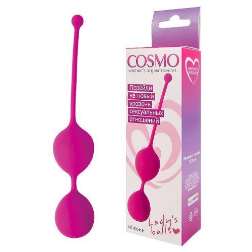 Фото товара: Ярко-розовые двойные вагинальные шарики Cosmo с хвостиком для извлечения, код товара: CSM-23007-16/Арт.136318, номер 1