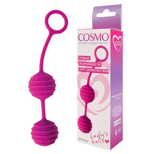 Фото товара: Ярко-розовые вагинальные шарики с ребрышками Cosmo, код товара: CSM-23033-16/Арт.136320, номер 1