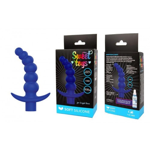 Фото товара: Синяя вибрирующая анальная елочка Sweet Toys - 10,8 см., код товара: ST-40187-2/Арт.139443, номер 1