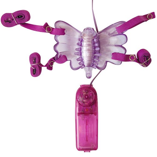 Купить Фиолетовая вибробабочка на ремешках с пультом управления вибрацией код товара: EE-10202 / Арт.139527. Секс-шоп в СПб - EROTICOASIS | Интим товары для взрослых 