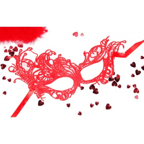 Купить Красная ажурная текстильная маска Марго код товара: EE-20352-3/Арт.140341. Секс-шоп в СПб - EROTICOASIS | Интим товары для взрослых 