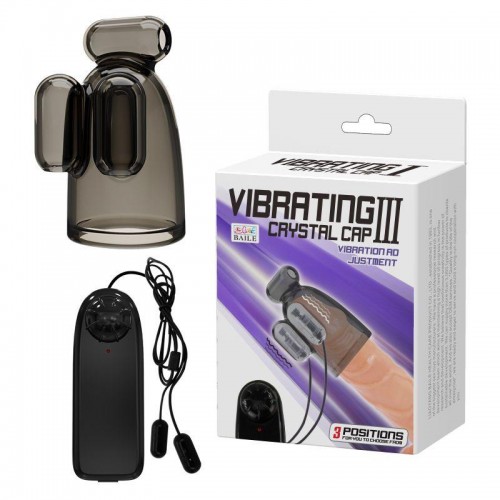 Фото товара: Дымчатая насадка-мастурбатор с вибрацией Vibrating Crystal Cap III, код товара: BI-014631/Арт.140714, номер 1