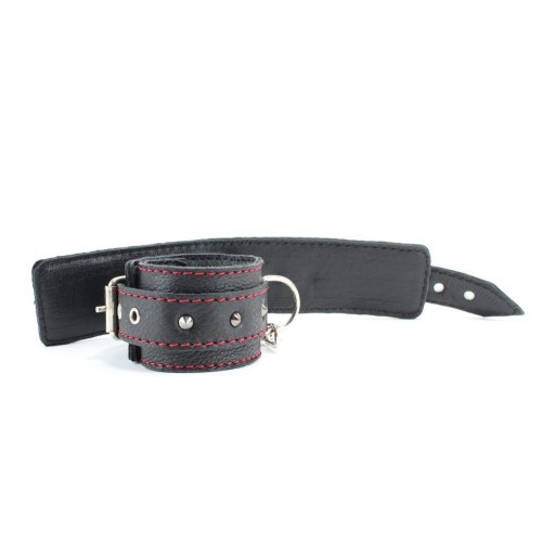 Фото товара: Черные наручники из натуральной кожи с контрастной строчкой, код товара: 51034ars/Арт.149705, номер 2