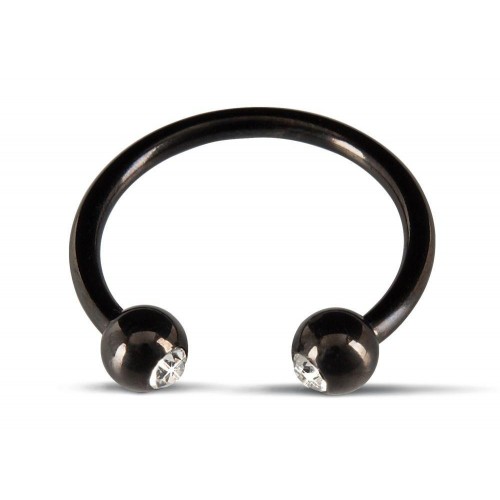 Фото товара: Черное металлическое кольцо под головку со стразами Glans Ring, код товара: 05342180000/Арт.149837, номер 2
