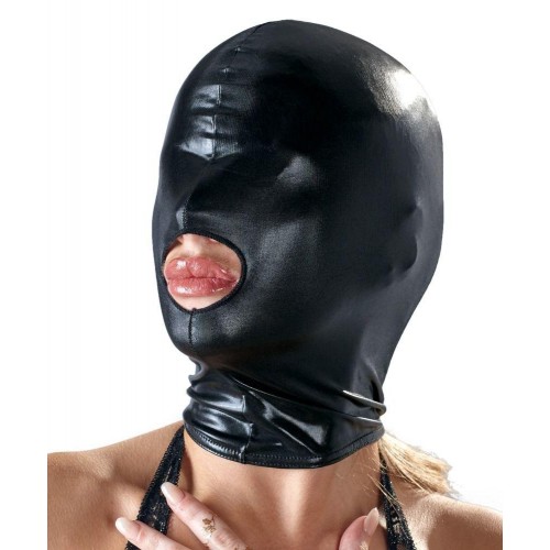 Фото товара: Черная эластичная маска на голову с отверстием для рта, код товара: 24919231001/Арт.149842, номер 2