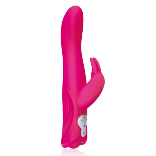 Купить Розовый силиконовый вибромассажер с клиторальным отростком - 25 см. код товара: HT-R3/Арт.150047. Онлайн секс-шоп в СПб - EroticOasis 