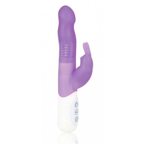 Купить Фиолетовый силиконовый вибратор с клиторальным отростком - 21 см. код товара: HT-R4-PUR/Арт.150058. Онлайн секс-шоп в СПб - EroticOasis 