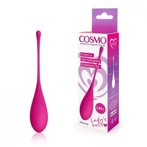 Фото товара: Ярко-розовый тяжелый каплевидный вагинальный шарик со шнурком, код товара: CSM-23139-6/Арт.150311, номер 1