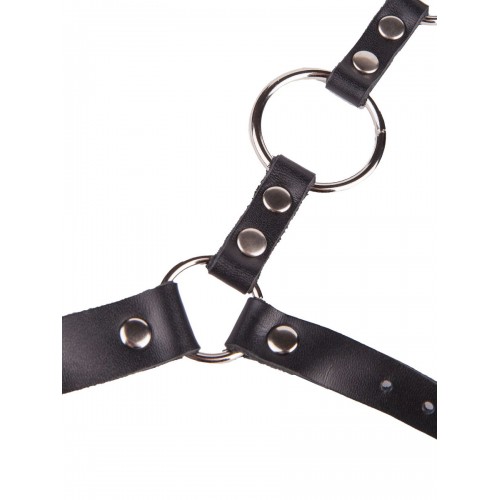 Фото товара: Кляп-кольцо на чёрных кожаных ремешках с застёжкой, код товара: 3008-1/Арт.157274, номер 3