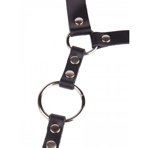 Фото товара: Кляп-кольцо на чёрных кожаных ремешках с застёжкой, код товара: 3008-1/Арт.157274, номер 4