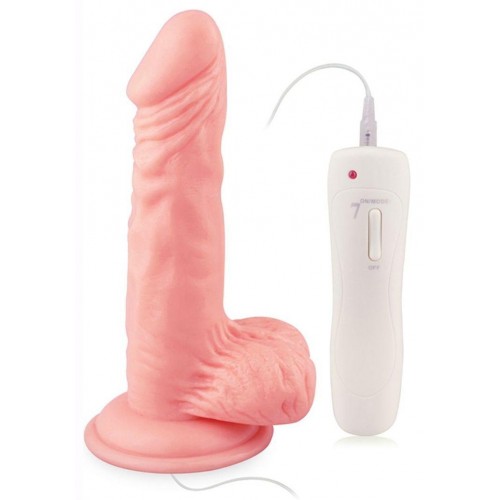 Купить Телесный вибратор 7  Vibrating Dong with Vibrating Balls - 16 см. код товара: 84014-flesh/Арт.163066. Секс-шоп в СПб - EROTICOASIS | Интим товары для взрослых 