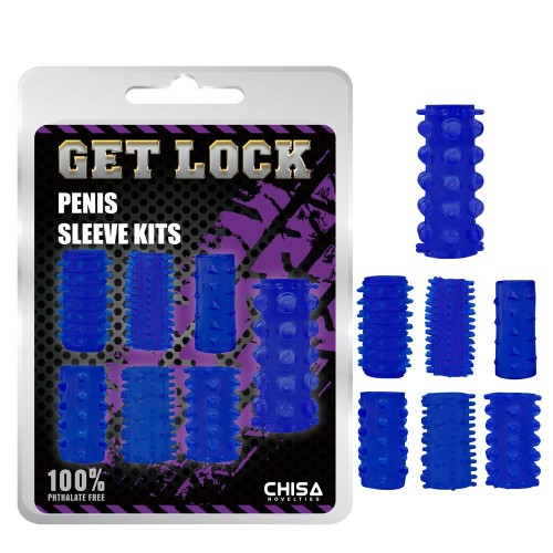 Фото товара: Набор из 7 синих насадок на пенис Get Lock, код товара: CN-330325417/Арт.170069, номер 1