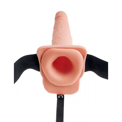 Фото товара: Телесный полый страпон с имитацией эякуляции 7.5  Hollow Squirting Strap-On with Balls - 21,6 см., код товара: PD3397-21/Арт.171212, номер 2