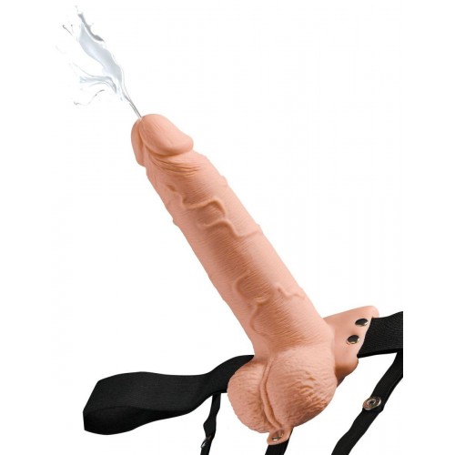 Купить Телесный полый страпон с имитацией эякуляции 7.5  Hollow Squirting Strap-On with Balls - 21,6 см. код товара: PD3397-21/Арт.171212. Секс-шоп в СПб - EROTICOASIS | Интим товары для взрослых 