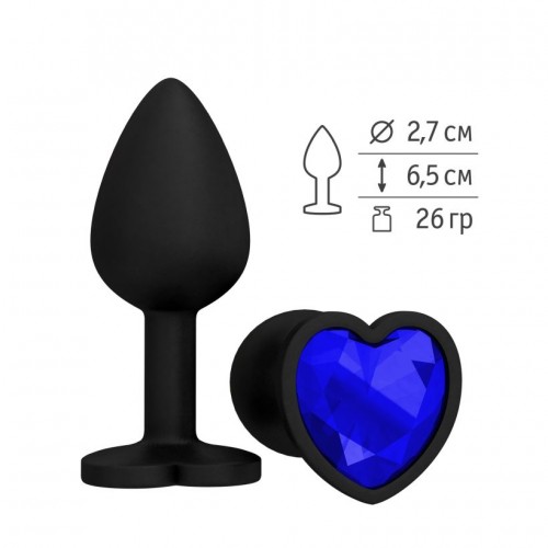 Фото товара: Черная силиконовая пробка с синим кристаллом - 7,3 см., код товара: 508-07 BLUE-DD/Арт.177812, номер 1