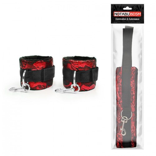 Фото товара: Красно-черные наручники с карабинами, код товара: NTB-80586 / Арт.180442, номер 1