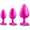 Фото товара: Набор розовых анальных пробок с прозрачным кристаллом-сердечком Bling Plugs Training Kit, код товара: BL-395830/Арт.180645, номер 2
