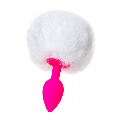 Фото товара: Розовая анальная втулка Sweet bunny с белым пушистым хвостиком, код товара: 357015/Арт.183310, номер 1