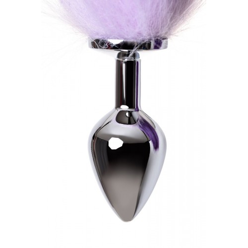 Фото товара: Серебристая металлическая анальная втулка с фиолетово-белым хвостом - размер M, код товара: 712027-M/Арт.183866, номер 7