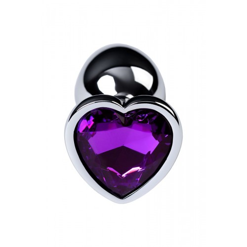 Фото товара: Серебристая коническая анальная пробка с фиолетовым кристаллом-сердечком - 7 см., код товара: 717013-4/Арт.184028, номер 3