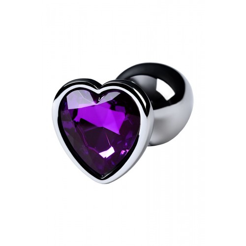 Фото товара: Серебристая коническая анальная пробка с фиолетовым кристаллом-сердечком - 7 см., код товара: 717013-4/Арт.184028, номер 4