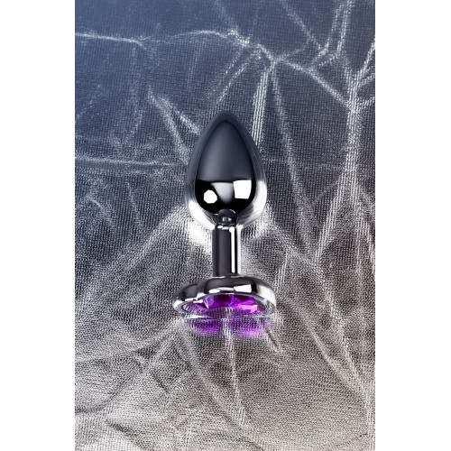 Фото товара: Серебристая коническая анальная пробка с фиолетовым кристаллом-сердечком - 7 см., код товара: 717013-4/Арт.184028, номер 8
