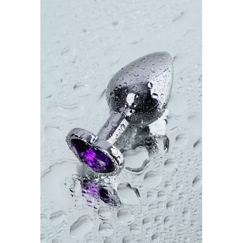 Фото товара: Серебристая коническая анальная пробка с фиолетовым кристаллом - 7 см., код товара: 717014-4/Арт.184030, номер 9