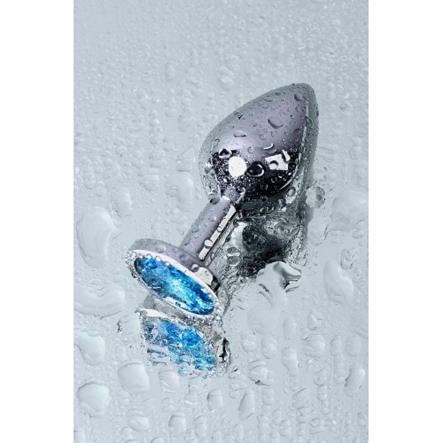 Фото товара: Серебристая конусовидная анальная пробка с голубым кристаллом - 8 см., код товара: 717002-14/Арт.184033, номер 9