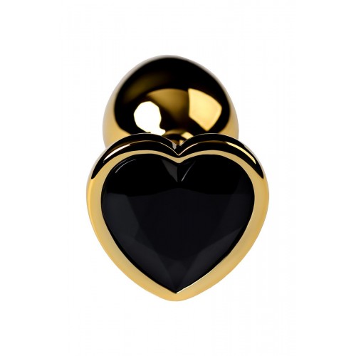 Фото товара: Золотистая коническая анальная пробка с черным кристаллом-сердечком - 7 см., код товара: 717016-135/Арт.184034, номер 3