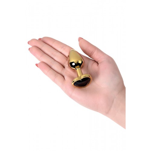 Фото товара: Золотистая коническая анальная пробка с черным кристаллом-сердечком - 7 см., код товара: 717016-135/Арт.184034, номер 5