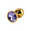 Фото товара: Золотистая коническая анальная пробка с фиолетовым кристаллом - 7 см., код товара: 717004-15/Арт.184035, номер 2