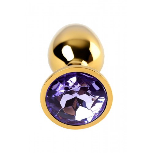 Фото товара: Золотистая коническая анальная пробка с фиолетовым кристаллом - 7 см., код товара: 717004-15/Арт.184035, номер 3