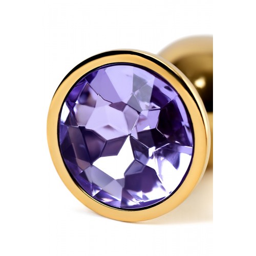 Фото товара: Золотистая коническая анальная пробка с фиолетовым кристаллом - 7 см., код товара: 717004-15/Арт.184035, номер 6