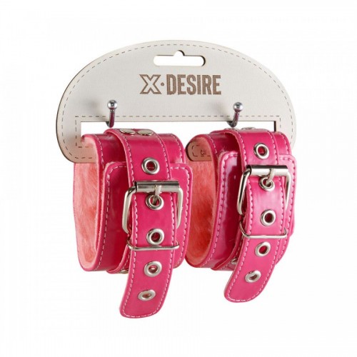 Фото товара: Яркие наручники из искусственной лаковой кожи розового цвета, код товара: 5010-40/Арт.184587, номер 1