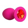 Купить Ярко-розовая анальная пробка с красным кристаллом - 9,5 см. код товара: SF-70290-16/Арт.185337. Секс-шоп в СПб - EROTICOASIS | Интим товары для взрослых 