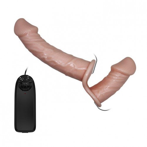 Фото товара: Женский телесный страпон с вагинальной вибропробкой Ultra - 17,5 см., код товара: BW-022060/Арт.191393, номер 1