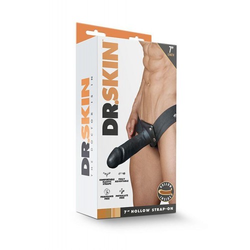 Фото товара: Черный мужской страпон DR. SKIN 7INCH HOLLOW STRAP ON - 17 см., код товара: BL-72885/Арт.201814, номер 3