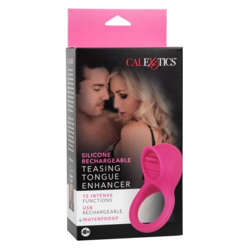 Фото товара: Ярко-розовое эрекционное кольцо Silicone Rechargeable Teasing Tongue Enhancer, код товара: SE-1841-70-3/Арт.206680, номер 1