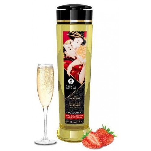 Фото товара: Массажное масло с ароматом клубники и шампанского Romance - 240 мл., код товара: 1208/Арт.209143, номер 1