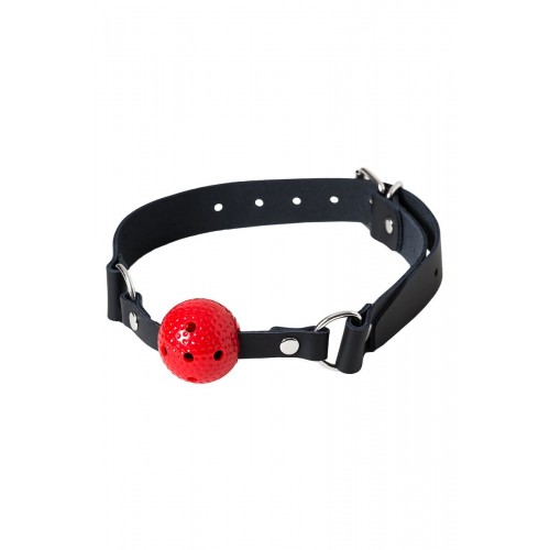Фото товара: Красный кляп-шарик на черном регулируемом ремешке, код товара: 690207 / Арт.210380, номер 1